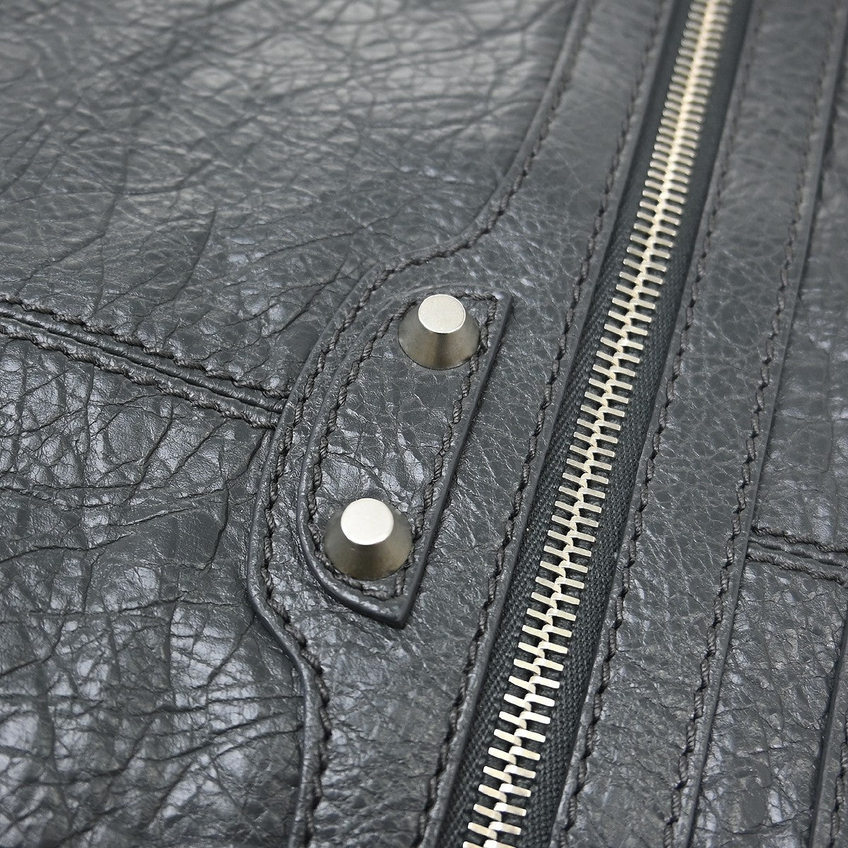Balenciaga Clip P Leather, Gray, Leather, Clutch