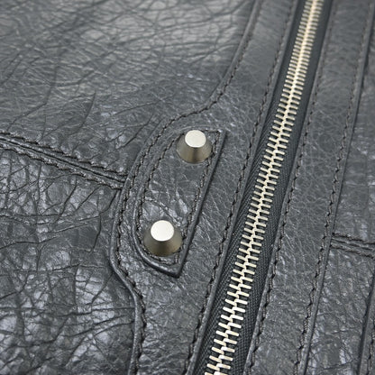 Balenciaga Clip P Leather, Gray, Leather, Clutch