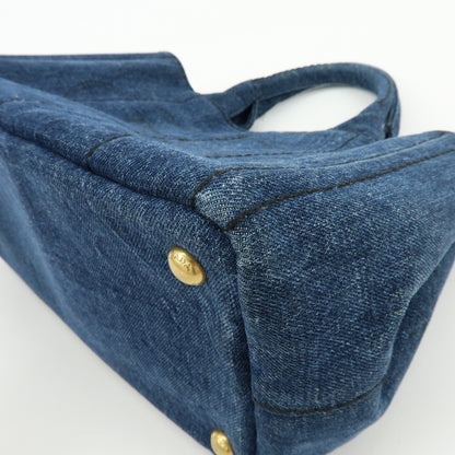 Prada Canapa Convertible Denim, Blue, Denim, Tote Bag