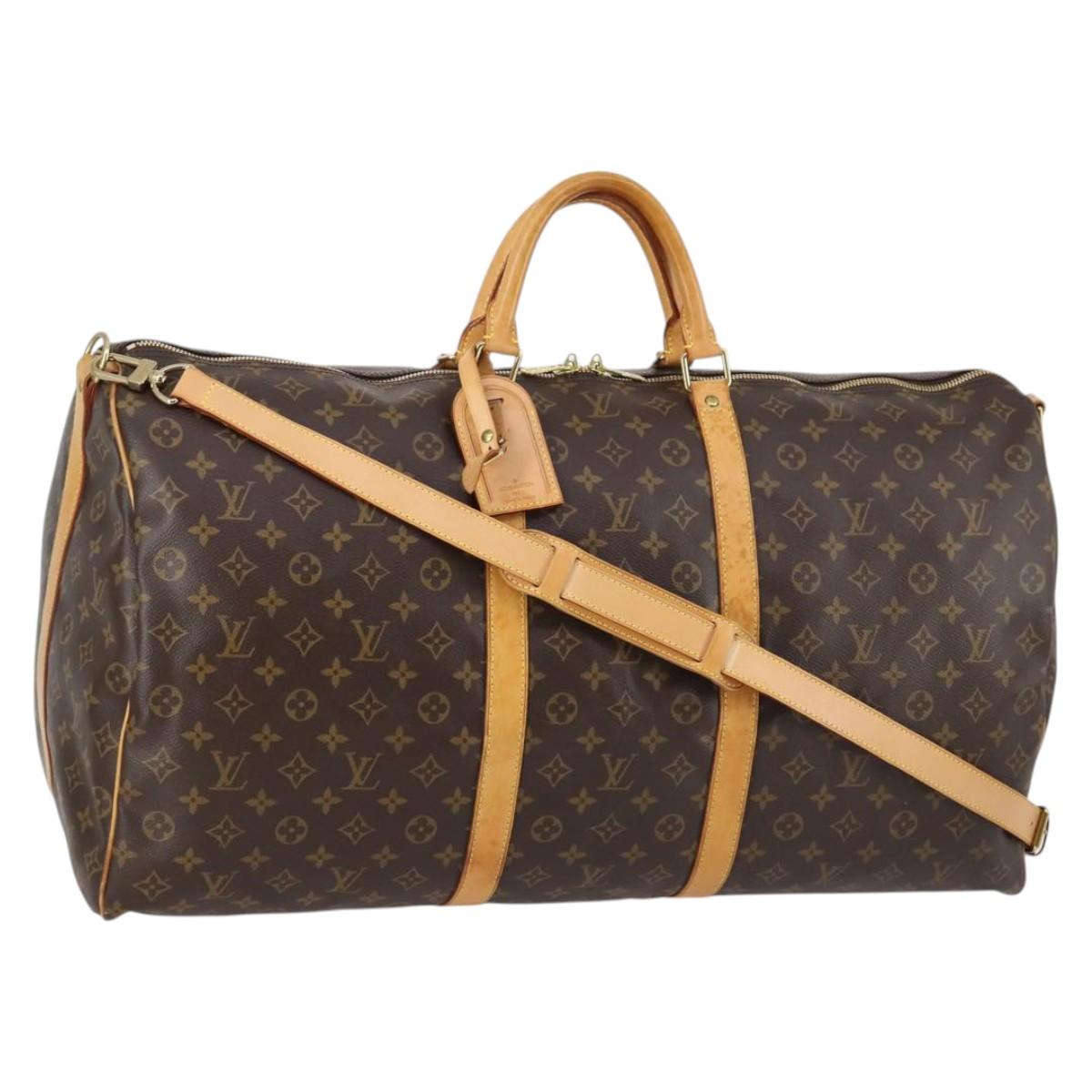 Louis Vuitton Keepall Bandouliere Bag Monogram Canvas, BROWN, CANVAS, Travel bag