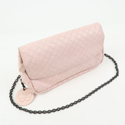 Bottega Veneta Expandable Chain Embossed Intrecciato Nappa, Pink, Leather, Crossbody Bag