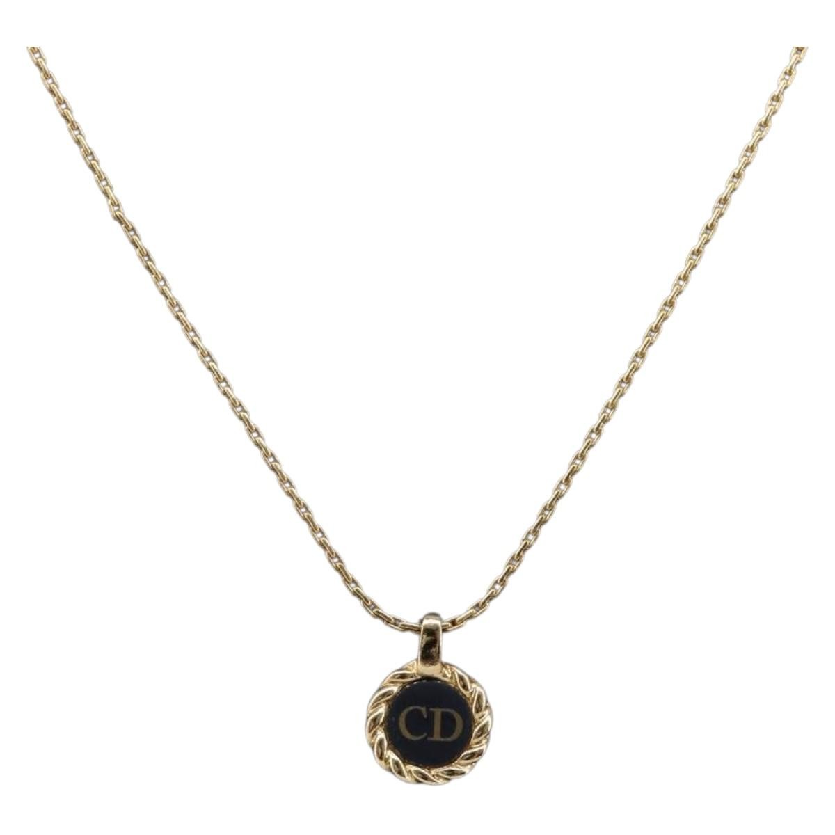 Christian Dior CD Pendant Metal, Gold, Metal, Necklace