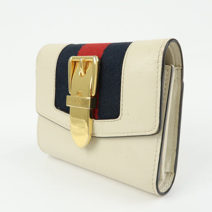 Gucci Sylvie Compact Leather, Beige, Leather, Wallet