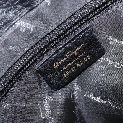 Salvatore Ferragamo Gancini Leather, Black, Leather, Shoulder Bag