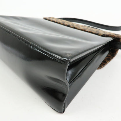 Loewe Vintage Velazquez Top Handle Leather, Black, Patent Leather, Handbag