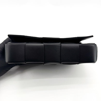Bottega Veneta Cassette Maxi Intrecciato Leather, Black, Leather, Crossbody Bag