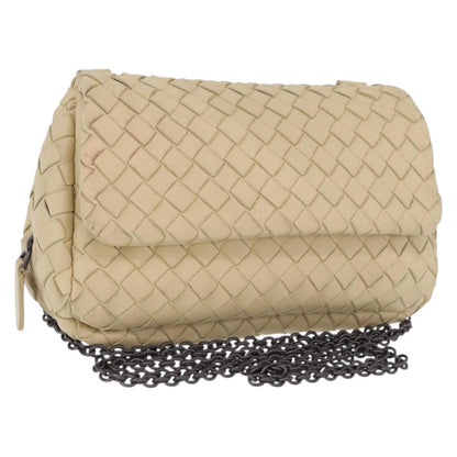 Bottega Veneta Intrecciato Shoulder Leather, Beige, Leather, Shoulder Bag