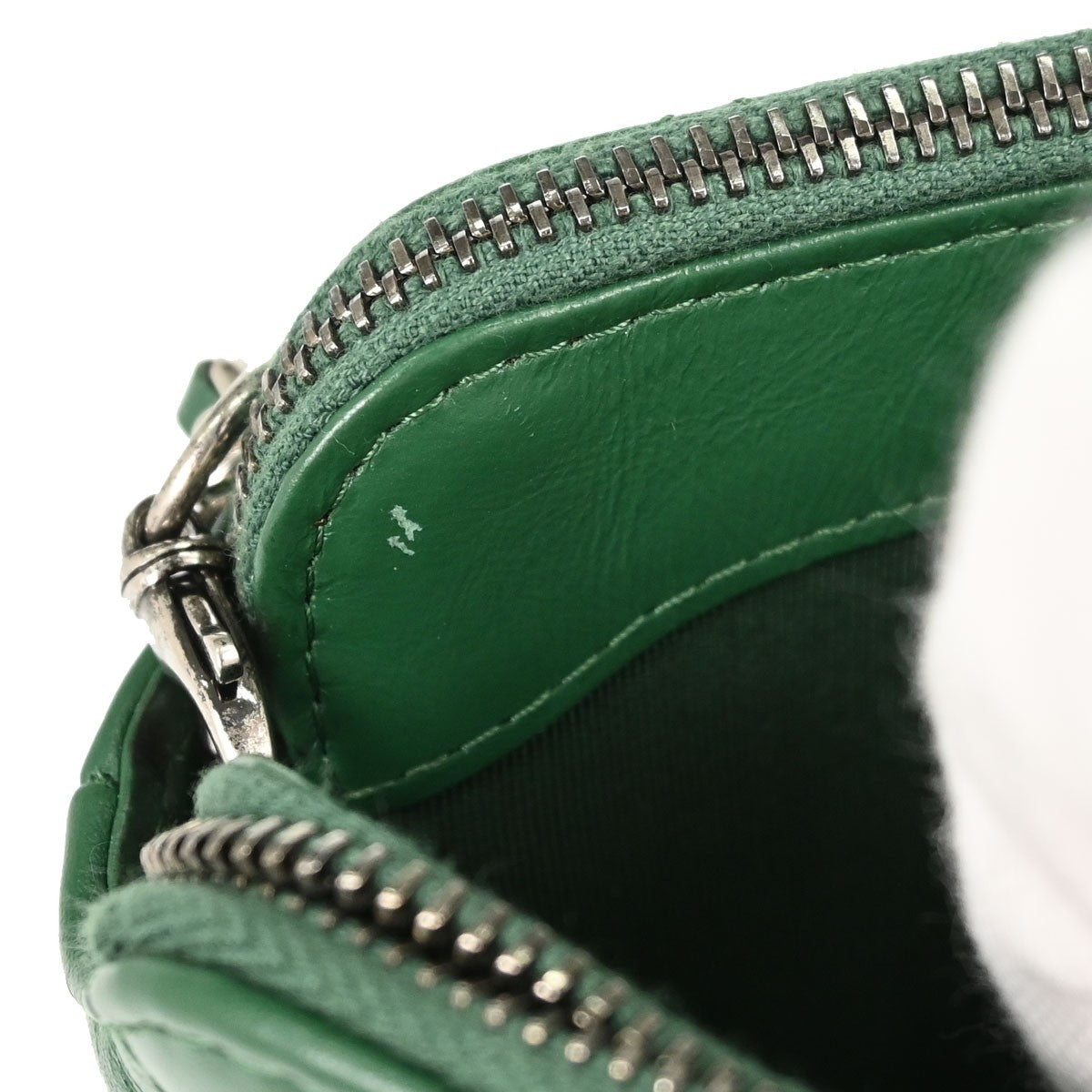 Chanel Gabrielle Double Zip Clutch with Chain Quilted Goatskin and Patent, Green, Leather, Clutch