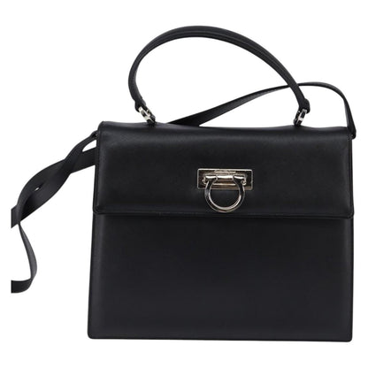 Salvatore Ferragamo Convertible Top Handle Leather, Black, Leather, Handbag