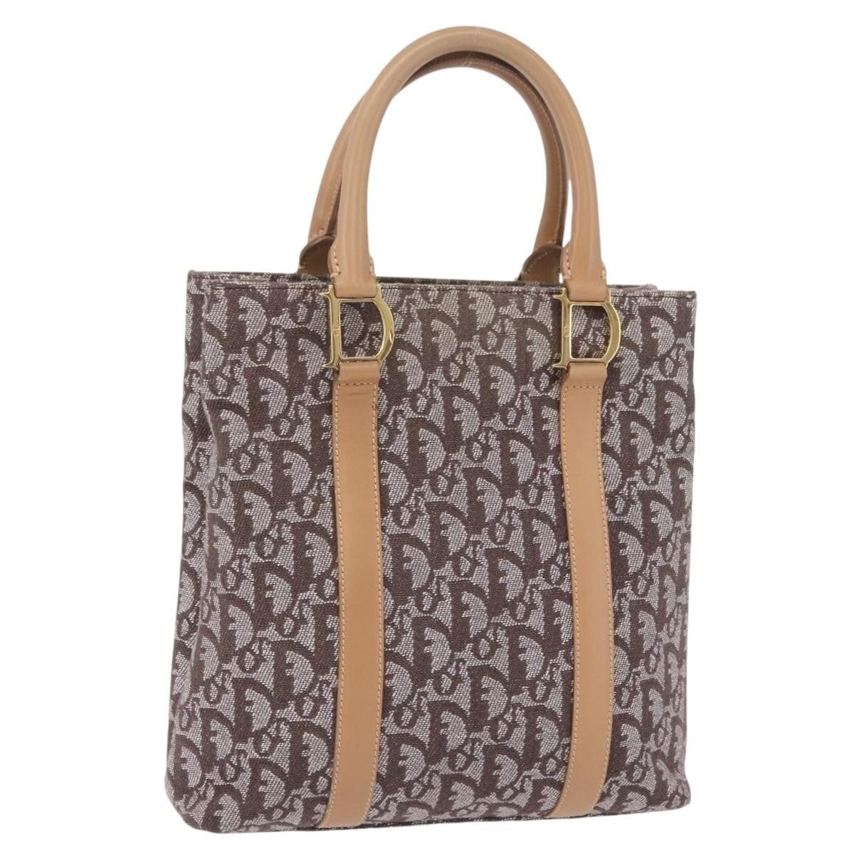 Christian Dior Vintage Open Diorissimo Canvas, Brown, Canvas, Tote Bag