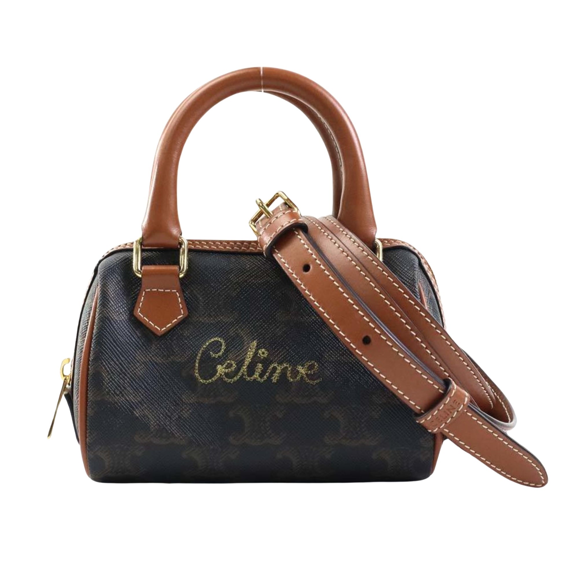 Céline Triomphe, Brown, Leather, handbag