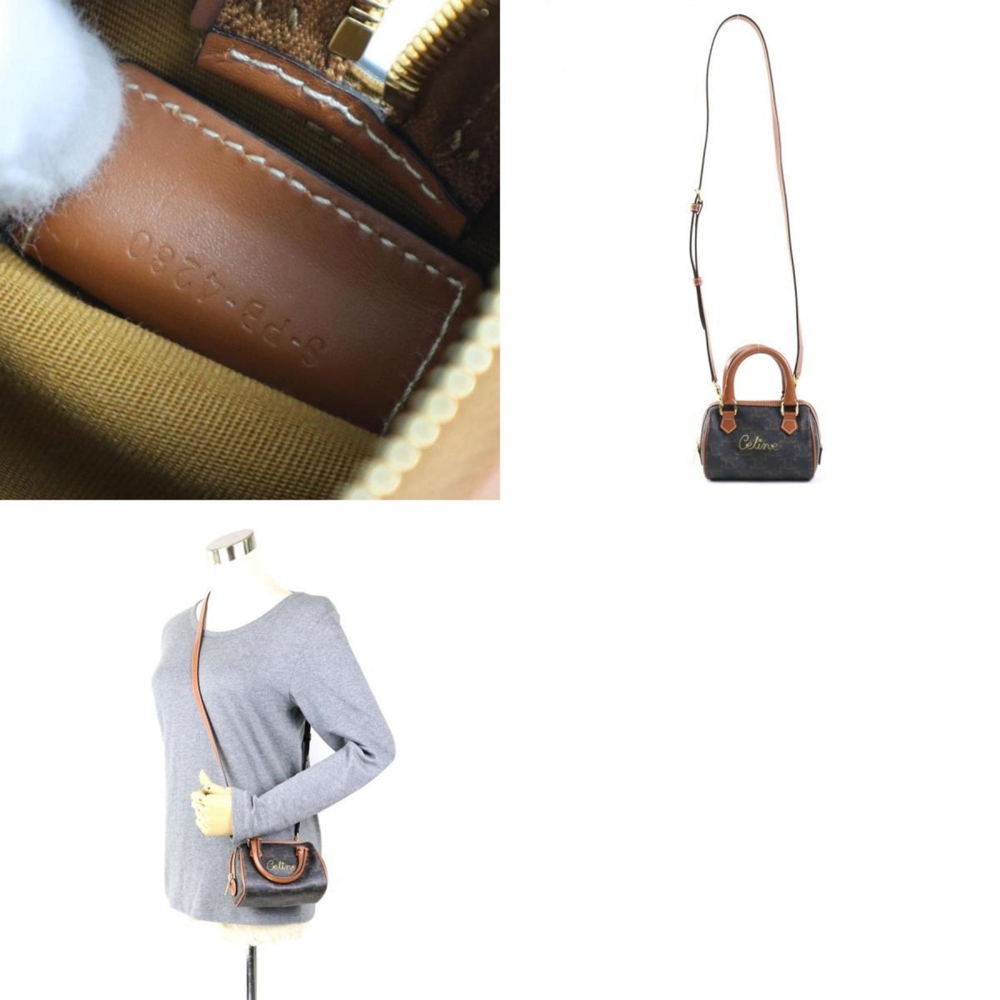 Céline Triomphe, Brown, Leather, handbag