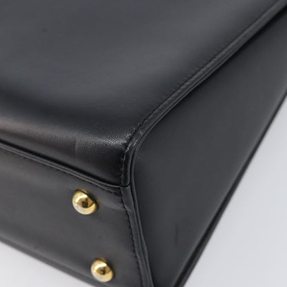 Valentino Garavani Top Handle Flap Leather, Black, Leather, Handbag