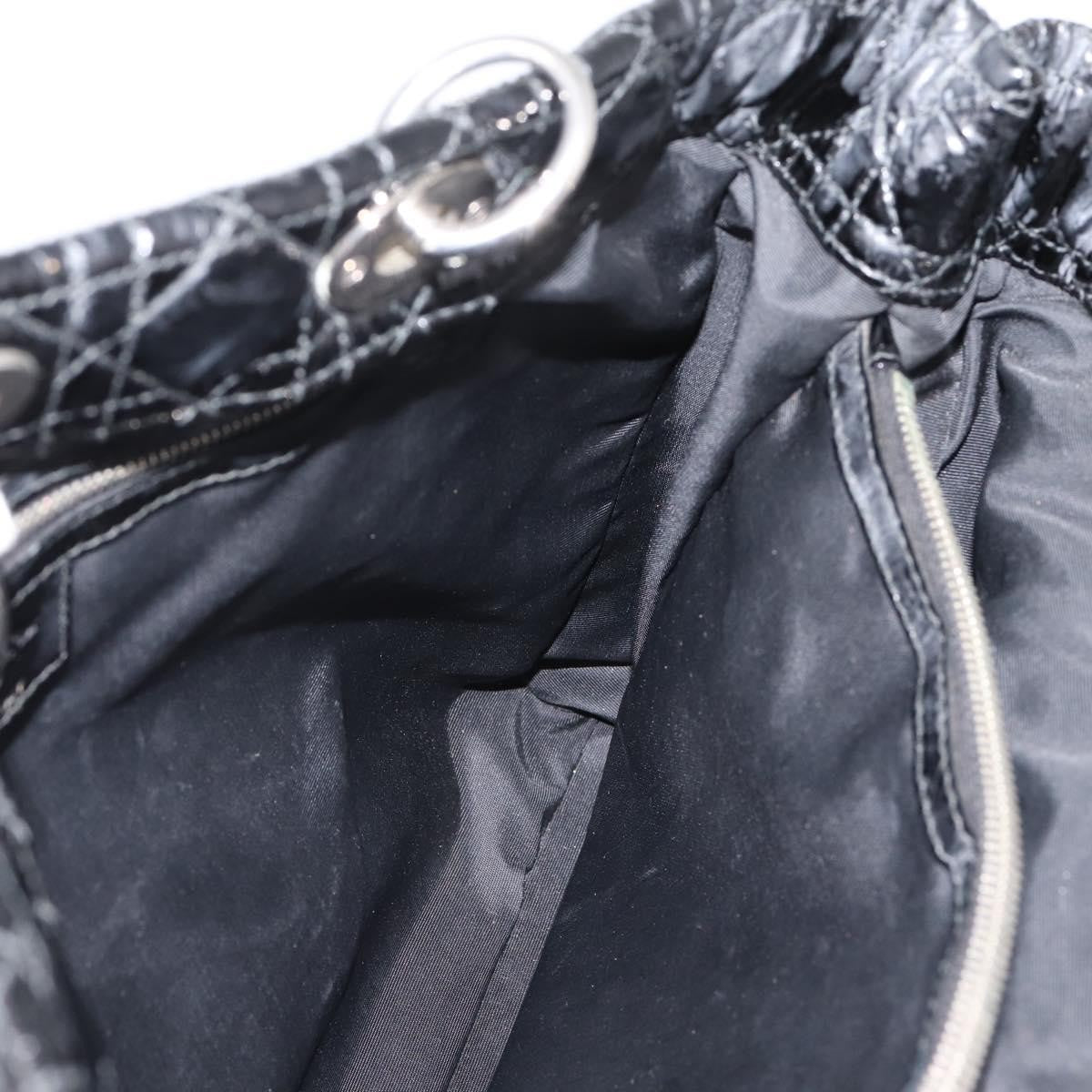 Christian Dior Soft Chain Cannage Quilt Patent, Black, Patent Leather, Tote Bag