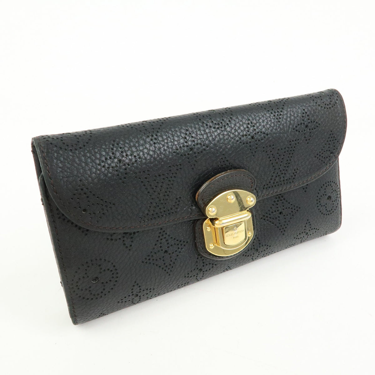 Louis Vuitton Amelia Mahina Leather, Black, Leather, Wallet