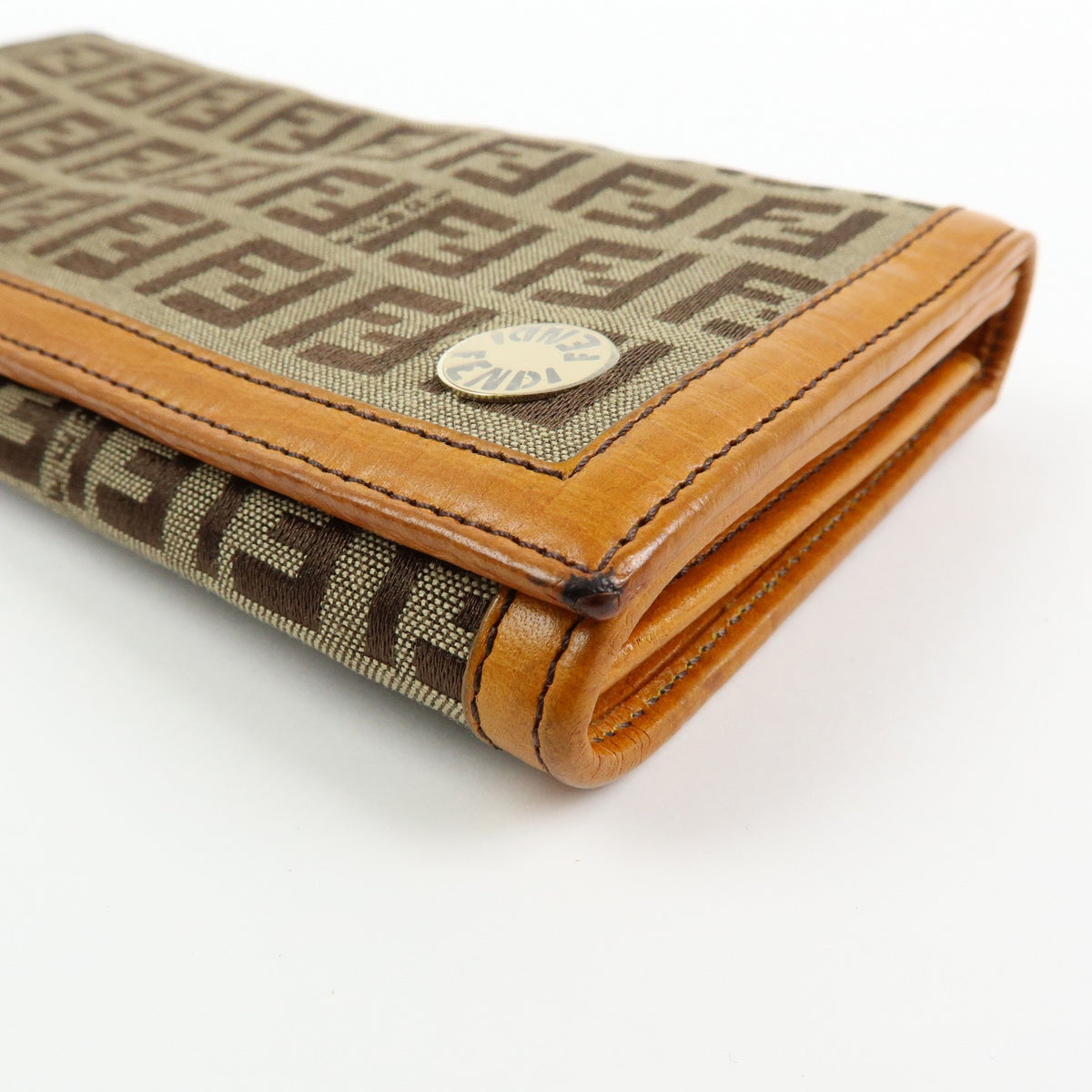 Fendi Bifold Zucca Coated Canvas, Beige, Canvas, Wallet