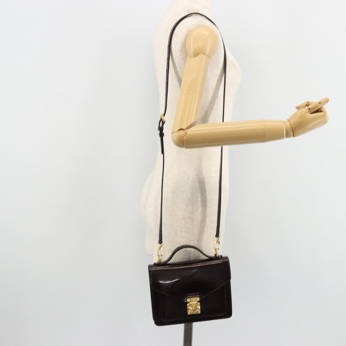 Louis Vuitton Monceau Vernis, Burgundy, Patent Leather, Handbag