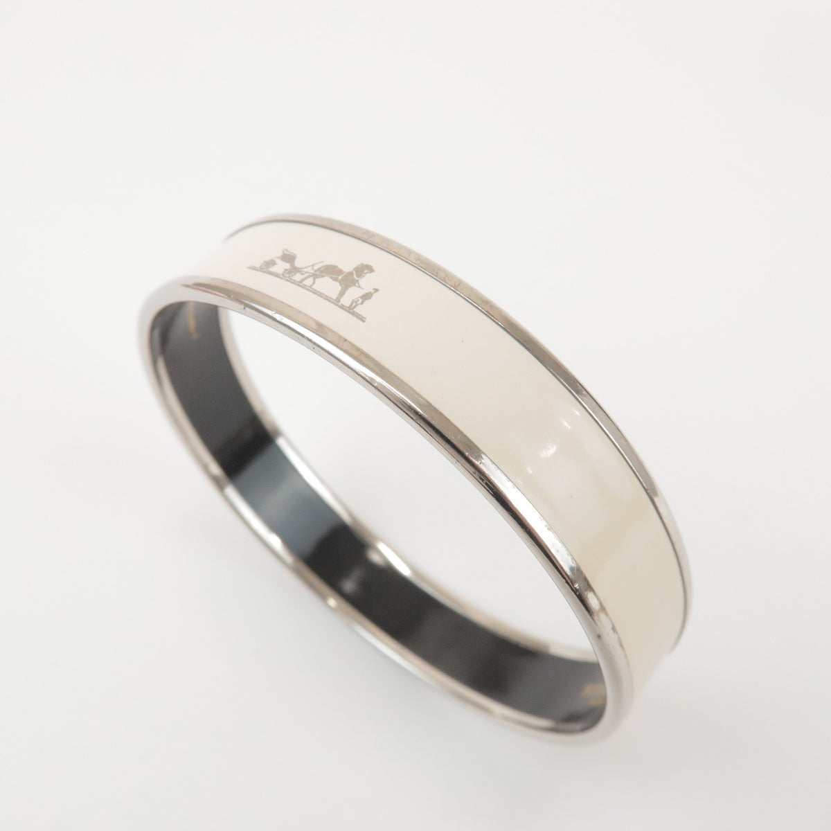 Hermes Caleche Bangle Enamel, Silver, Silver Plated, Bracelet