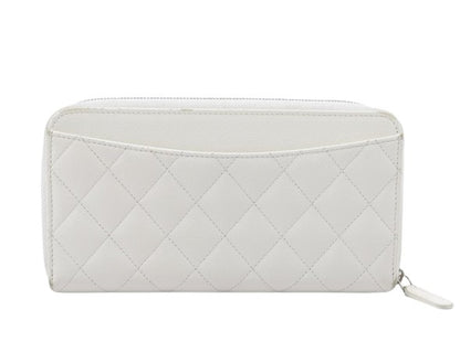 Chanel Trifold Flap Wallet Quilted Caviar, WHITE, LEATHER, Wallets