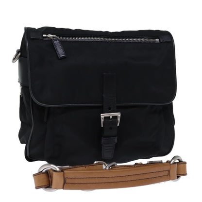 Prada Buckle Messenger Tessuto, Black, Nylon, Shoulder Bag