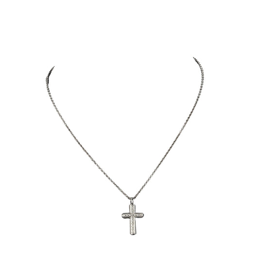 Bulgari Latin Cross Necklace, Silver, White Gold, necklace