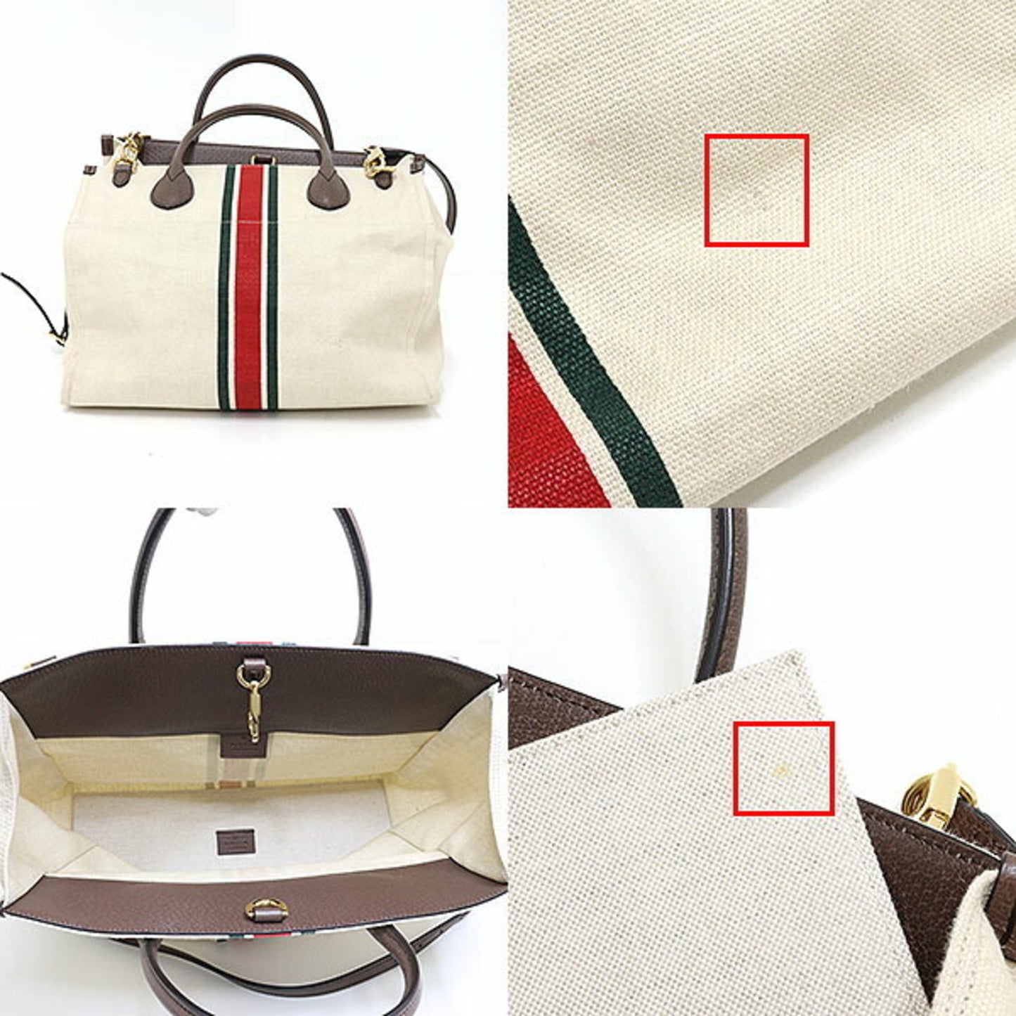 Gucci Cabas, White, Canvas, tote