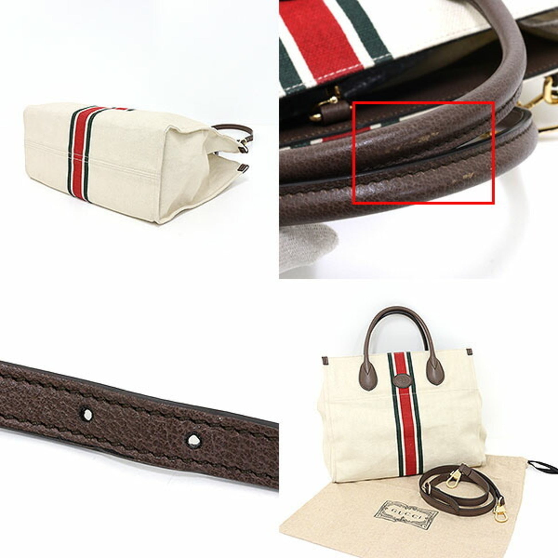 Gucci Cabas, White, Canvas, tote