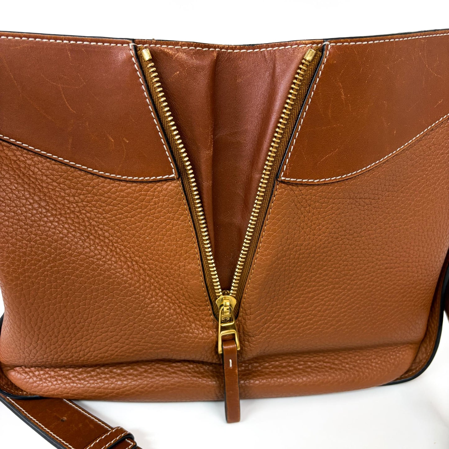 Loewe Hammock Leather, Brown, Leather, Handbag