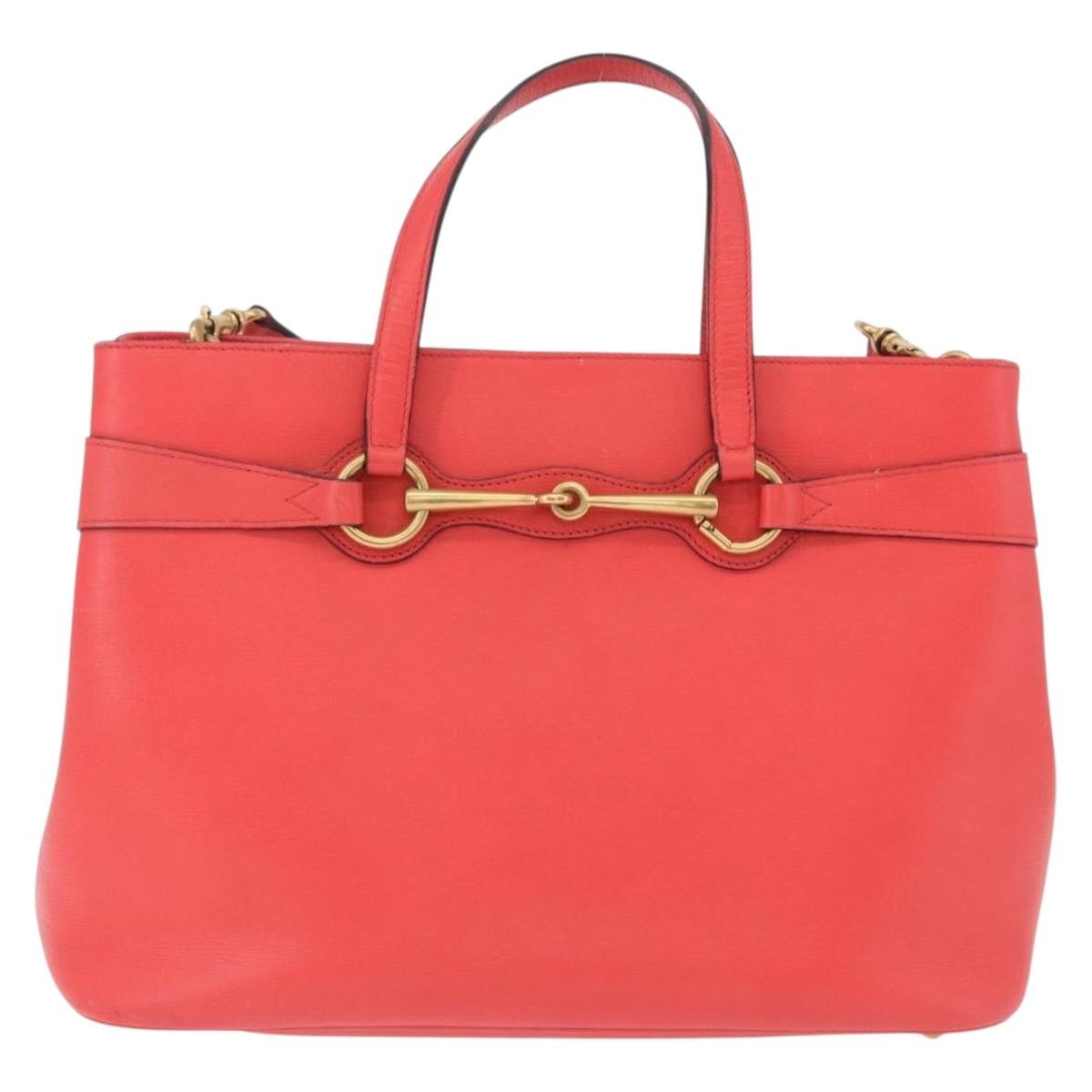 Gucci Bright Bit Convertible Leather, Red, Leather, Tote Bag