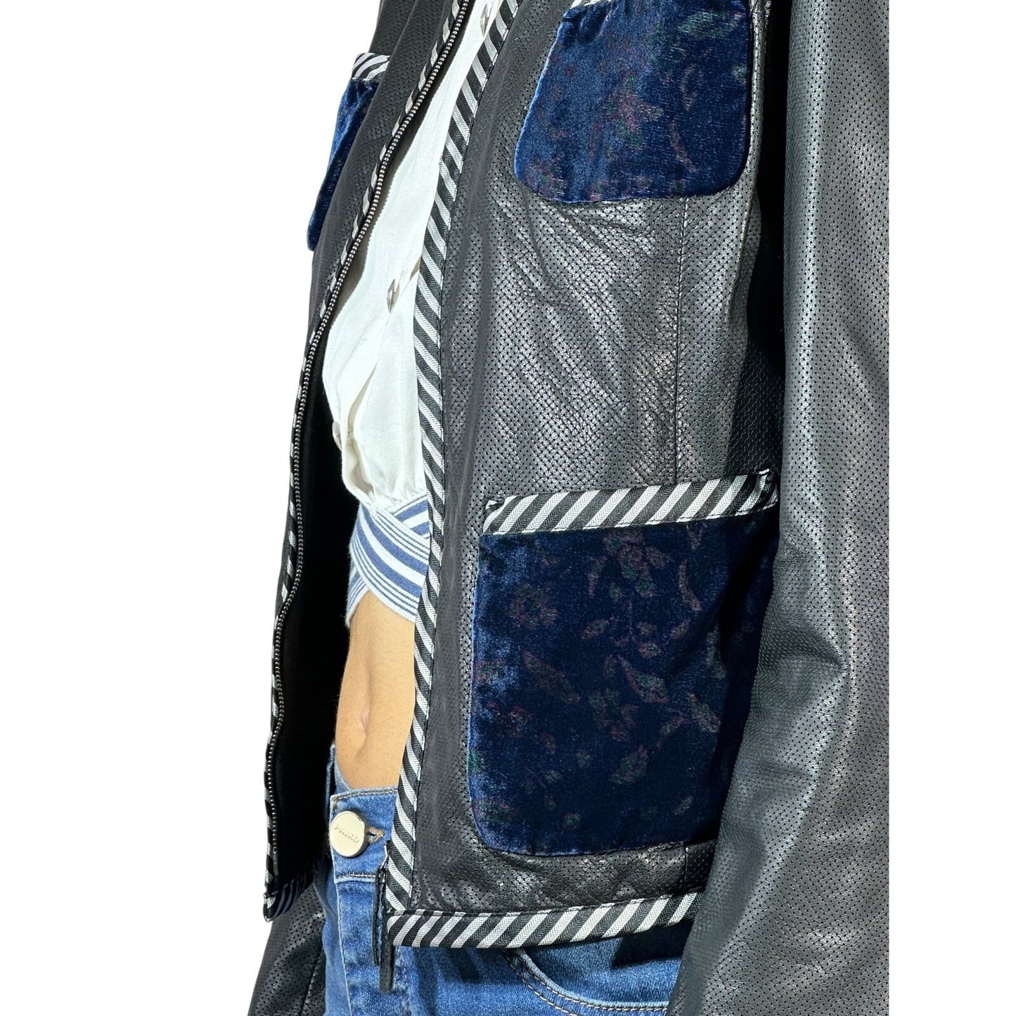 EMPORIO ARMANI Mixed Media Leather Jacket