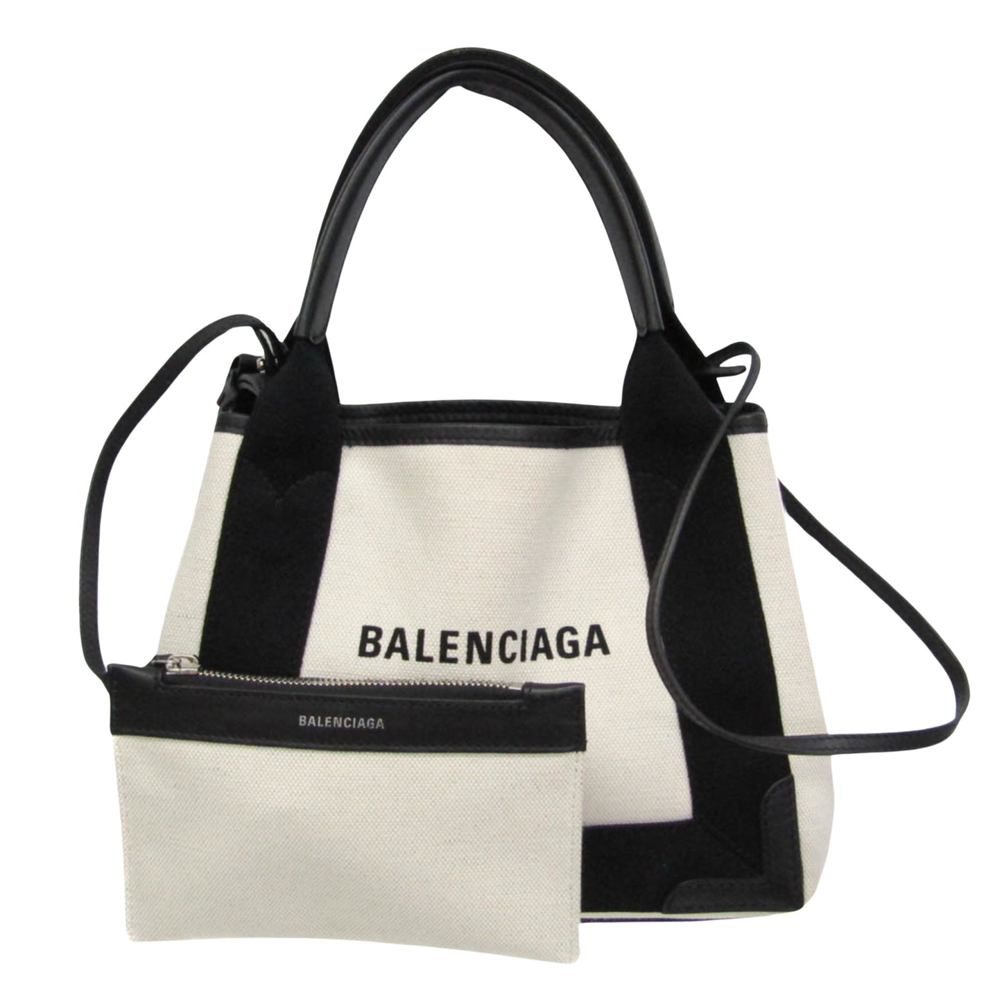 Balenciaga Navy Cabas, Black, Leather, tote