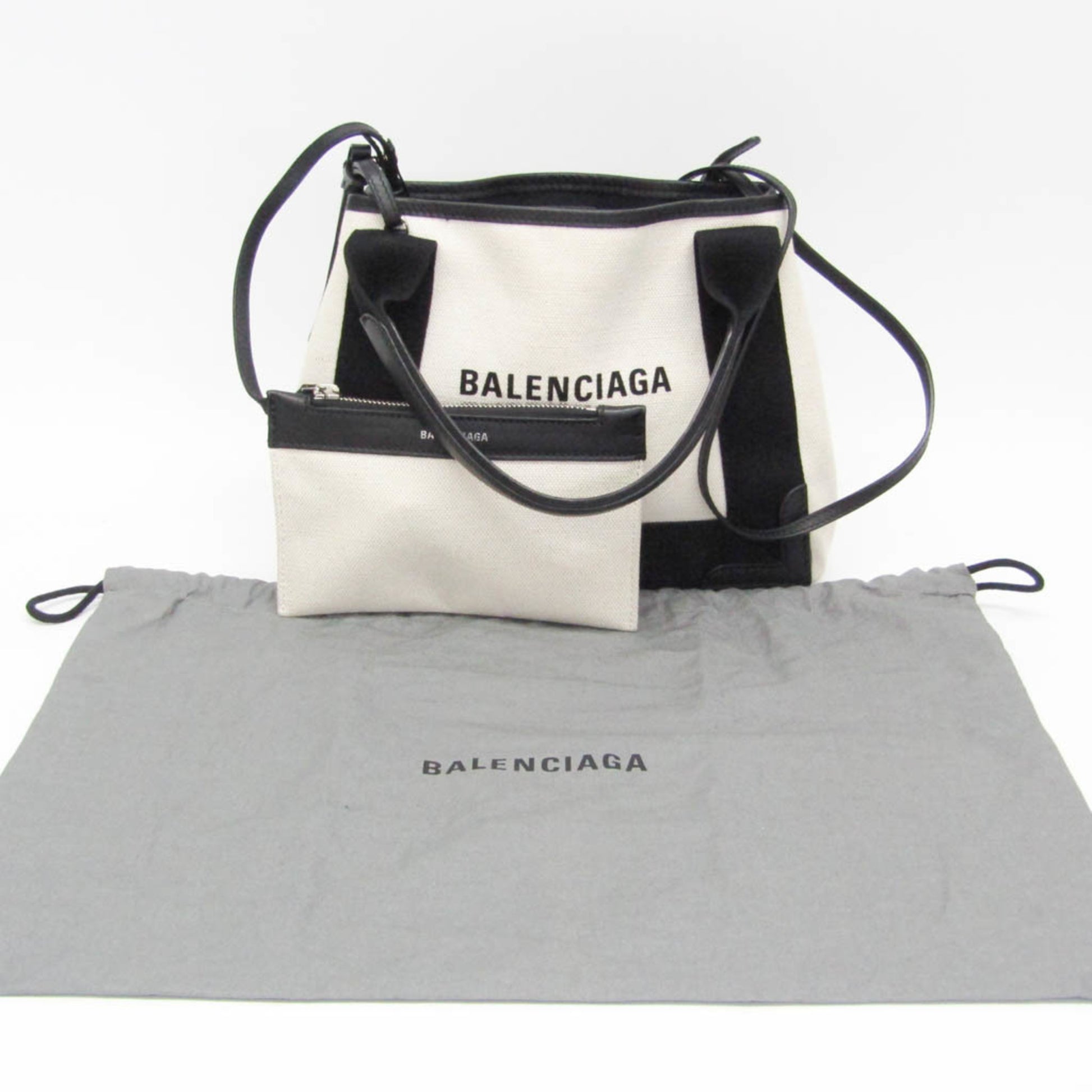 Balenciaga Navy Cabas, Black, Leather, tote