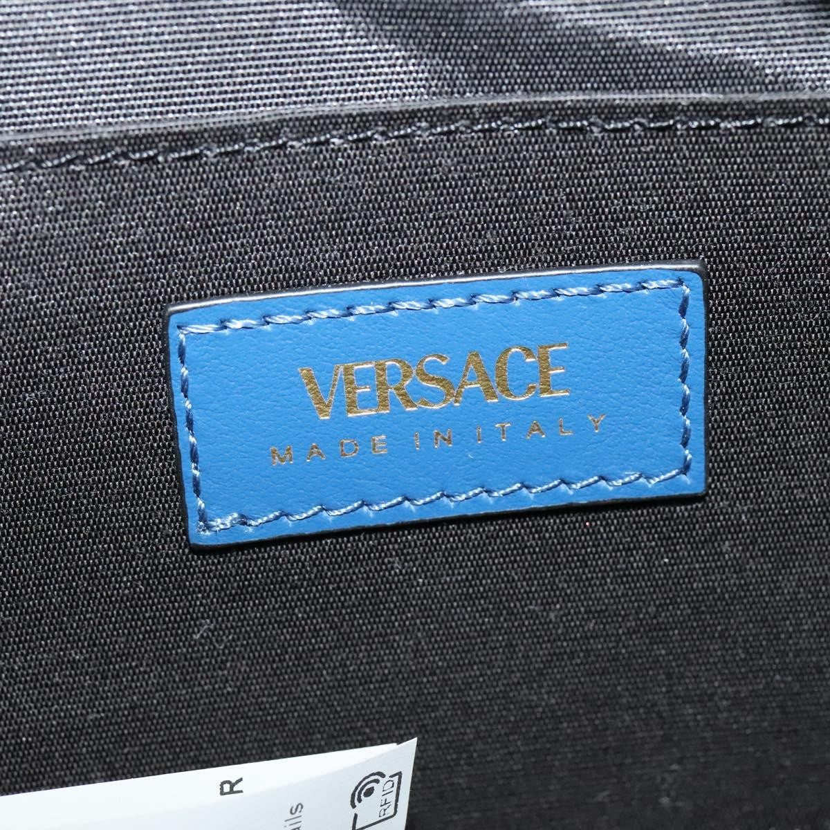 Versace Medusa Icon Front Slip Pocket Camera Quilted Denim, Blue, Canvas, Shoulder Bag