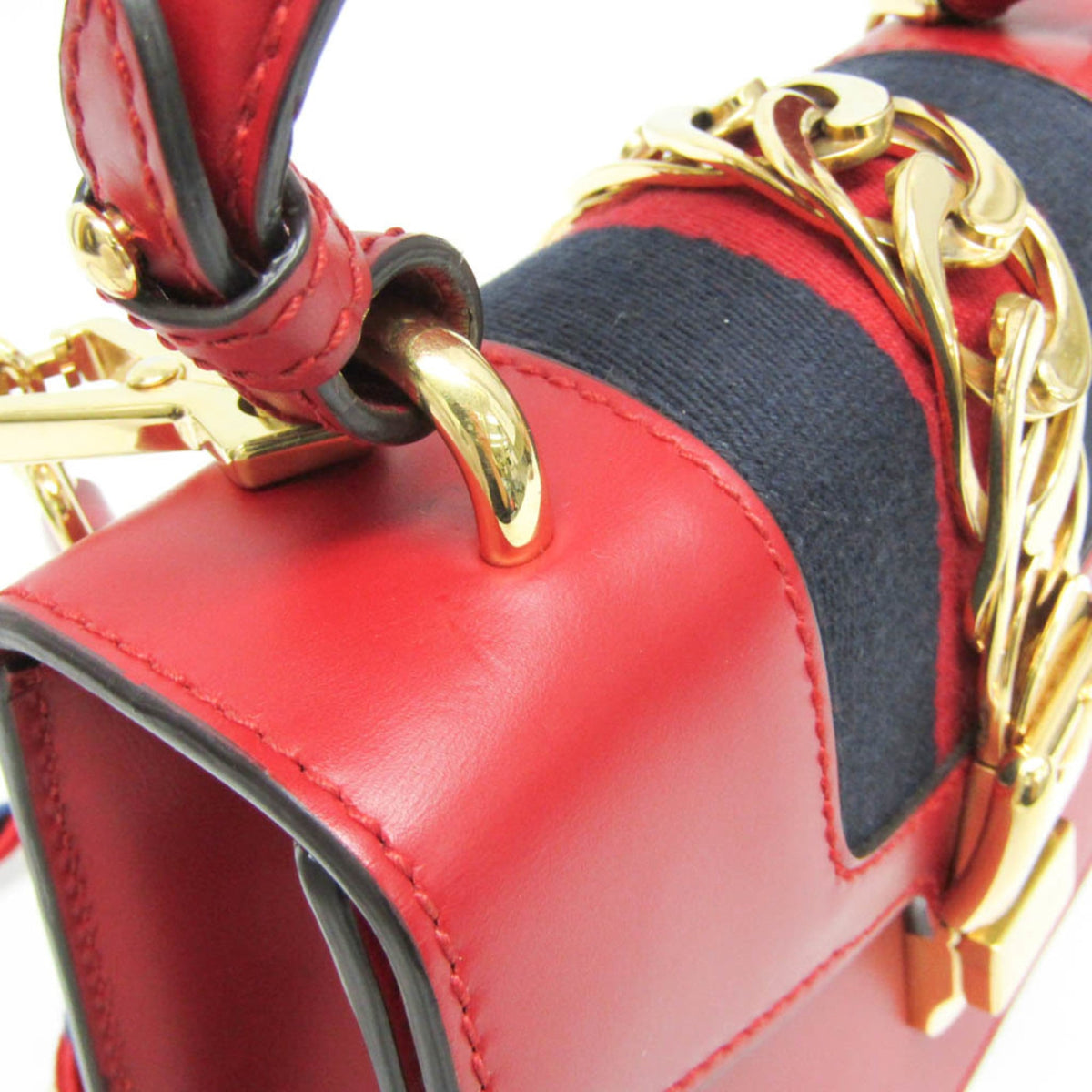 Gucci Sylvie Top Handle Leather, Red, Leather, Handbag