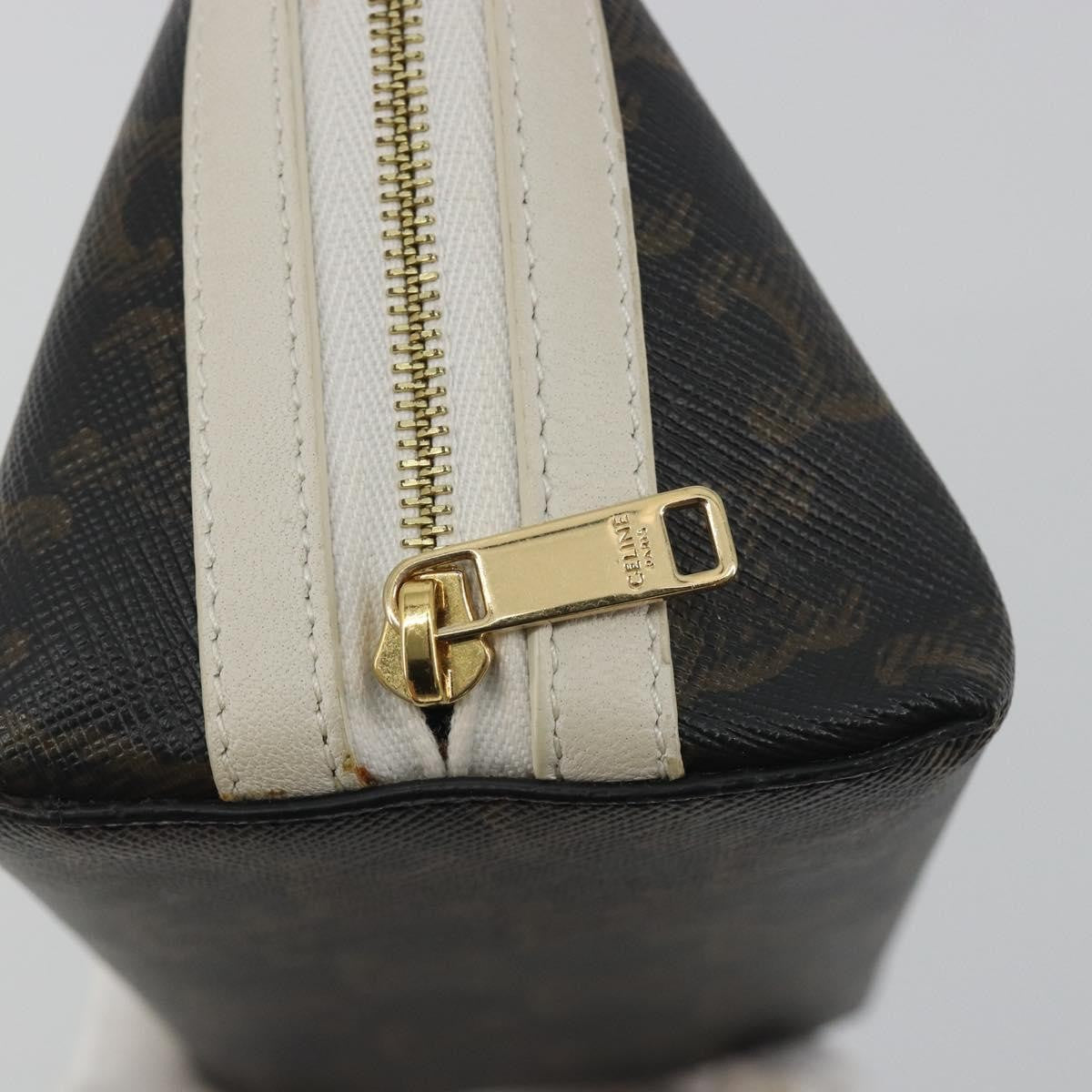 Celine Zip Around Chain Clutch Triomphe Coated Canvas, Brown, Canvas, Clutch