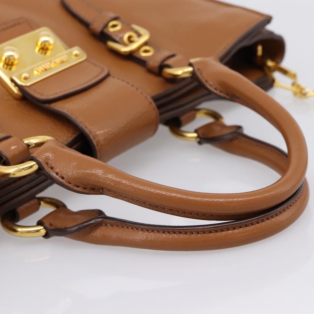Miu Miu Madras Convertible Lock Leather, Brown, Leather, Tote Bag