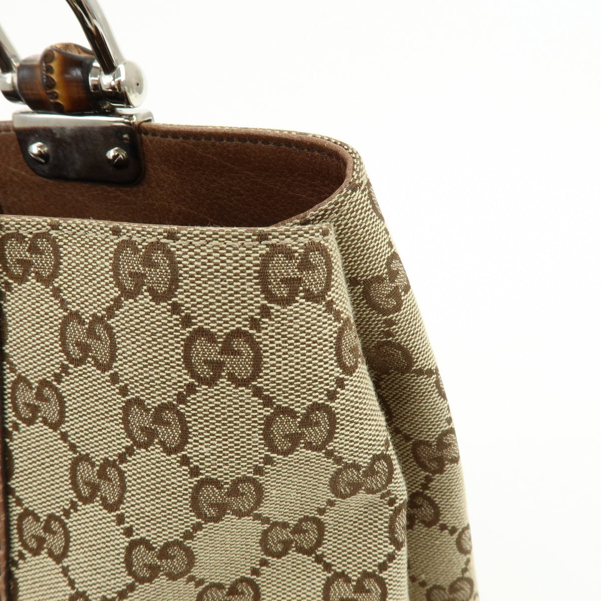 Gucci Bamboo Bar GG Canvas, Beige, Canvas, Shoulder Bag