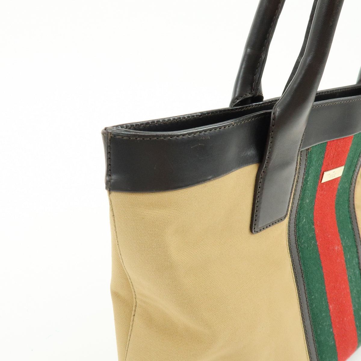 Gucci Vintage Web Canvas and Leather, Beige, Canvas, Crossbody Bag