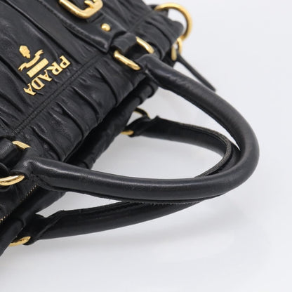Prada Gaufre Convertible Satchel Nappa Leather, Black, Leather, Handbag