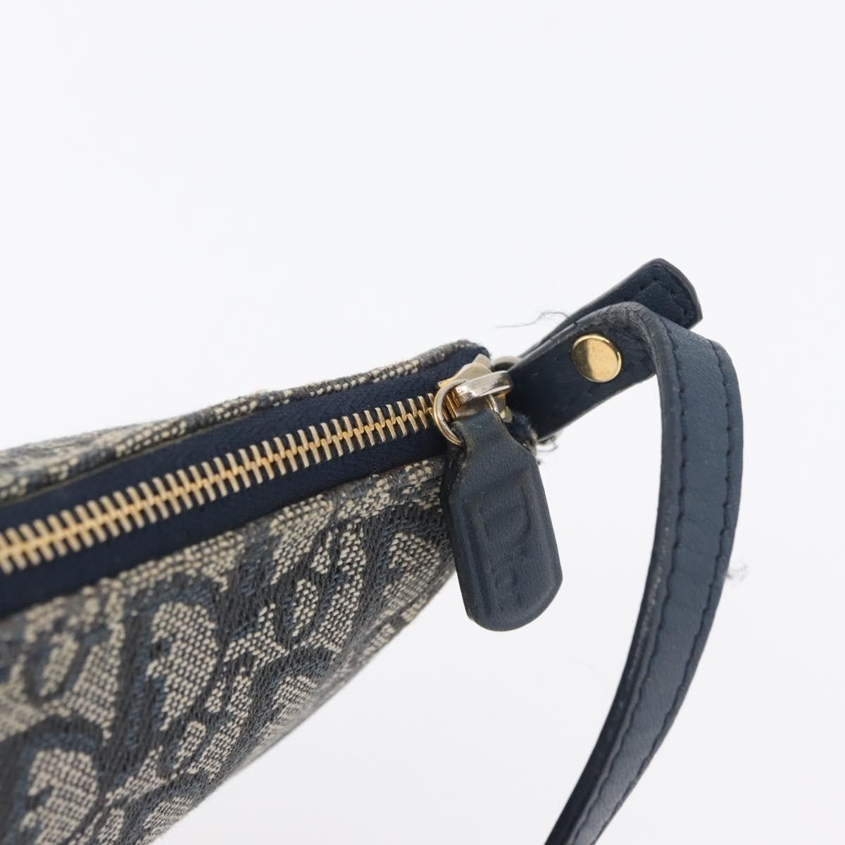 Christian Dior Vintage Saddle Diorissimo Canvas, Navy, Canvas, Handbag