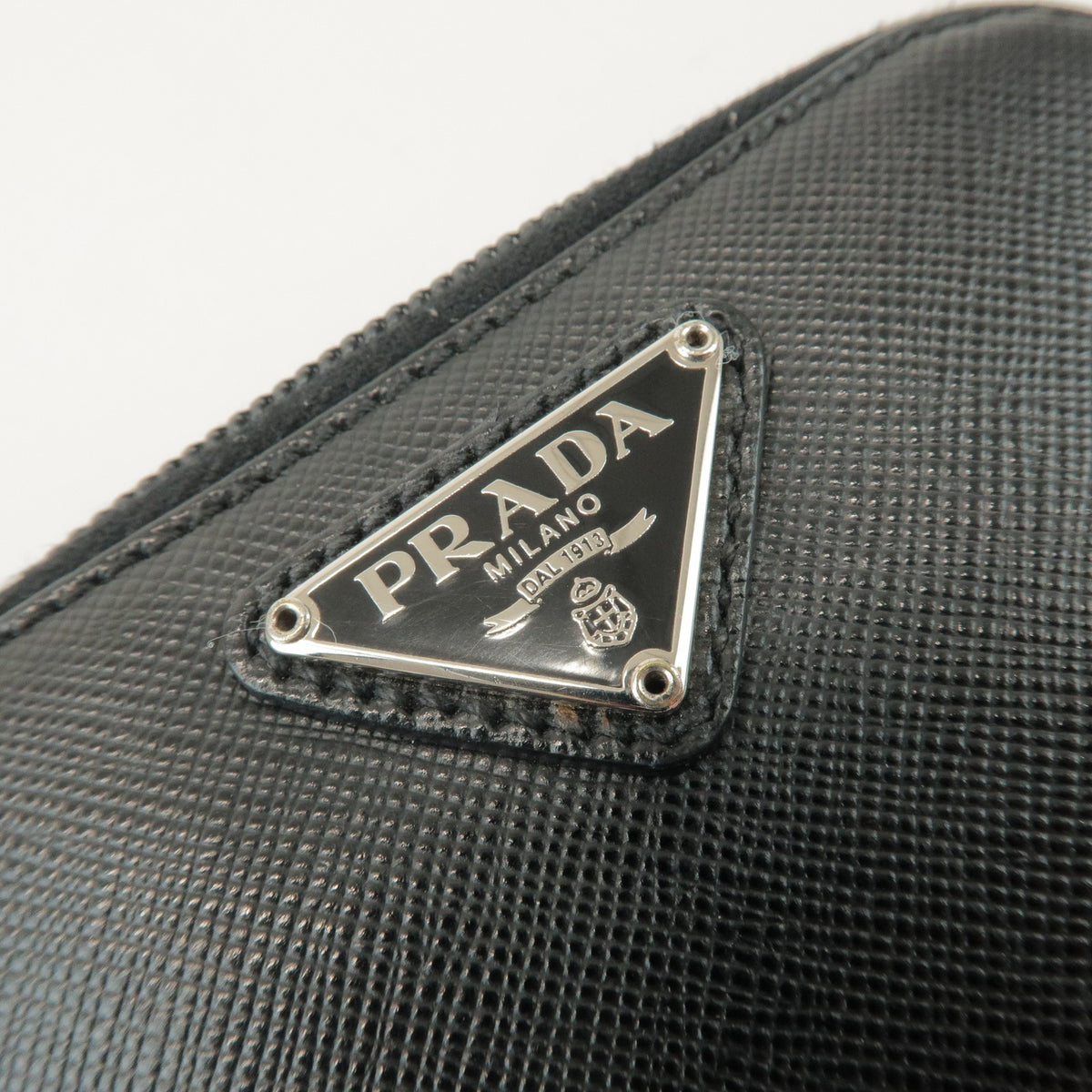 Prada Bifold Zip Around Saffiano Leather, Black, Leather, Wallet