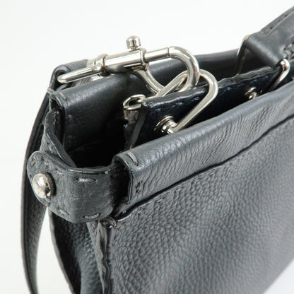 Fendi Selleria Peekaboo Grainy Leather, Gray, Leather, Handbag