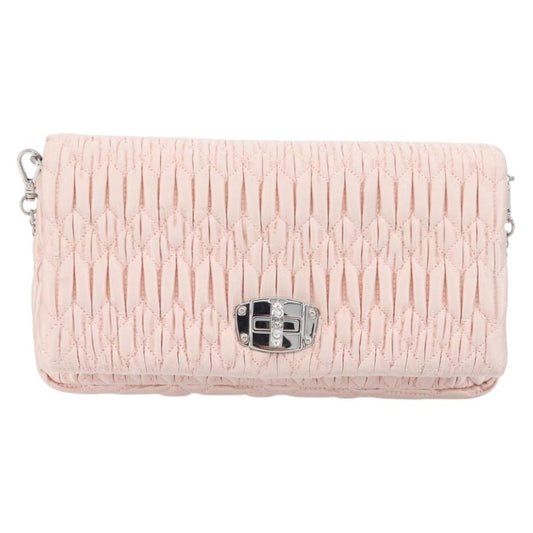 Miu Miu Crystal Full Flap Printed Calf Hair and Matelasse Leather, Pink, Satin, Shoulder Bag