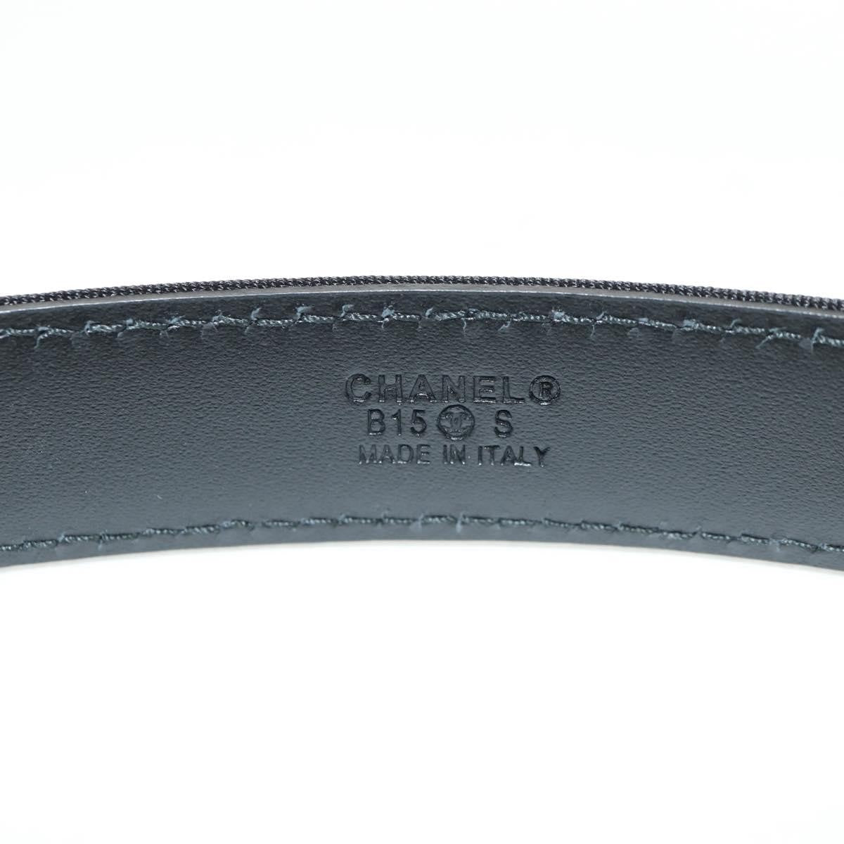Chanel Logo Belt Leather with Metal and Crystals, Black, Leather, Belt
