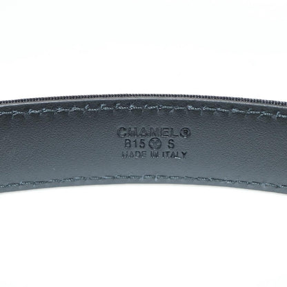 Chanel Logo Belt Leather with Metal and Crystals, Black, Leather, Belt