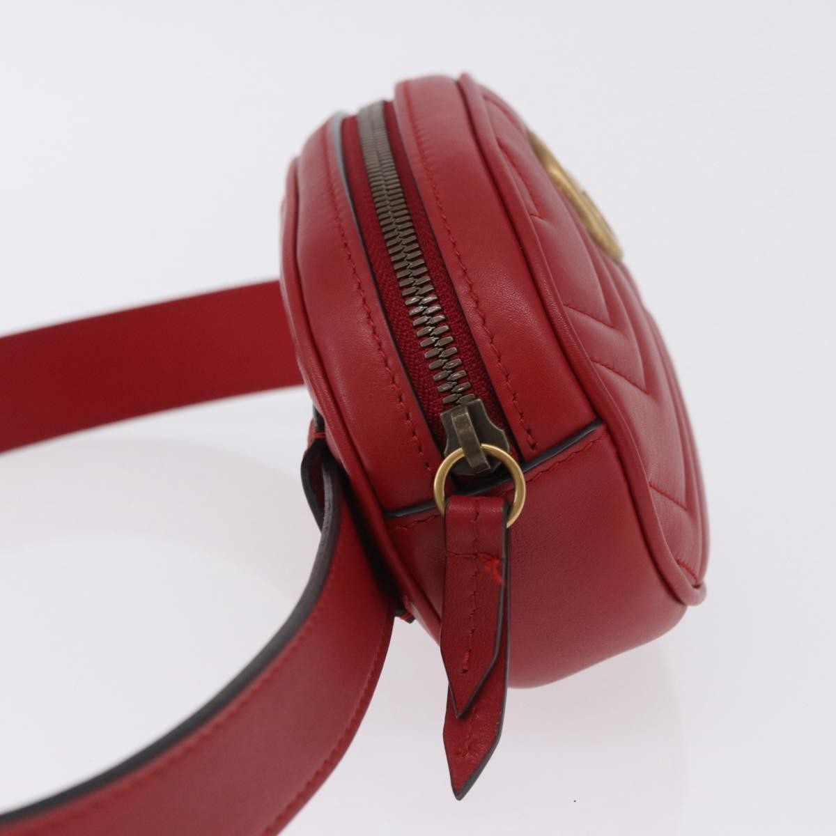 Gucci GG Marmont Belt Matelasse Leather, Red, Leather, Handbag