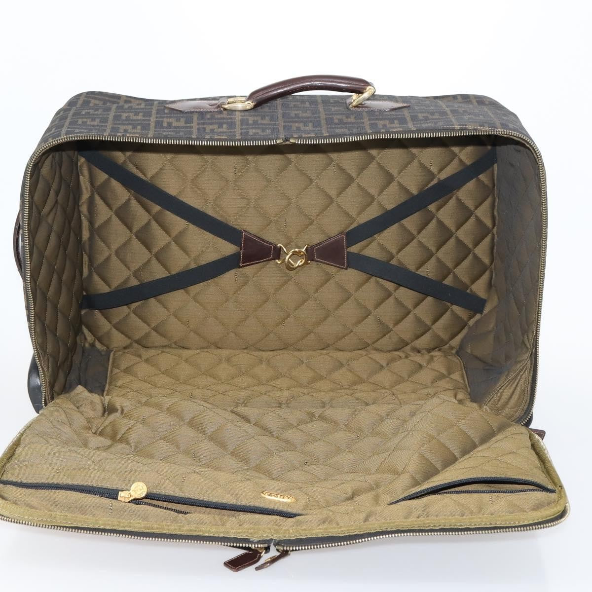 Fendi Vintage Rolling Suitcase Zucca Canvas, Brown, Canvas, Travel Bag