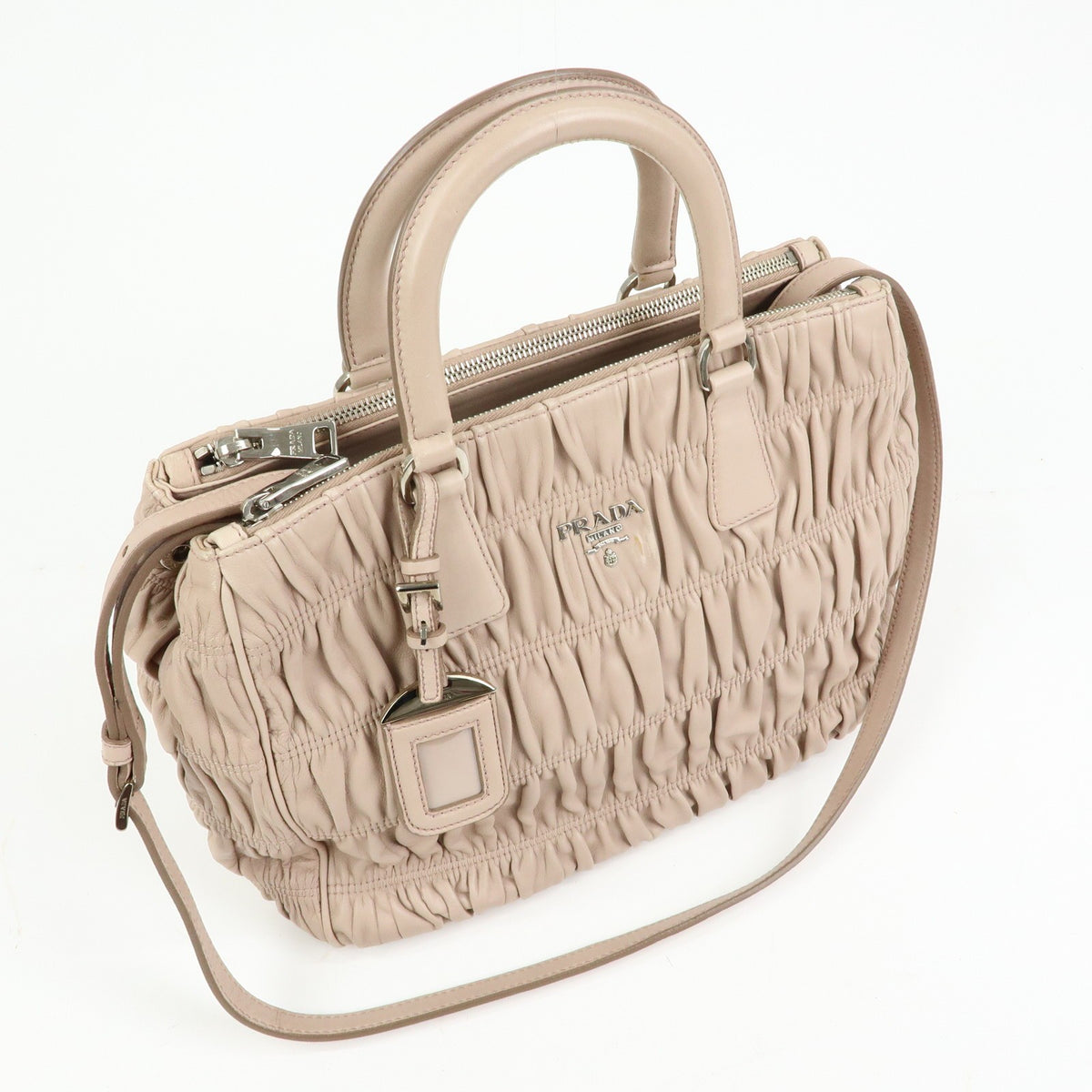 Prada Gaufre Nappa Leather, Beige, Leather, Tote Bag