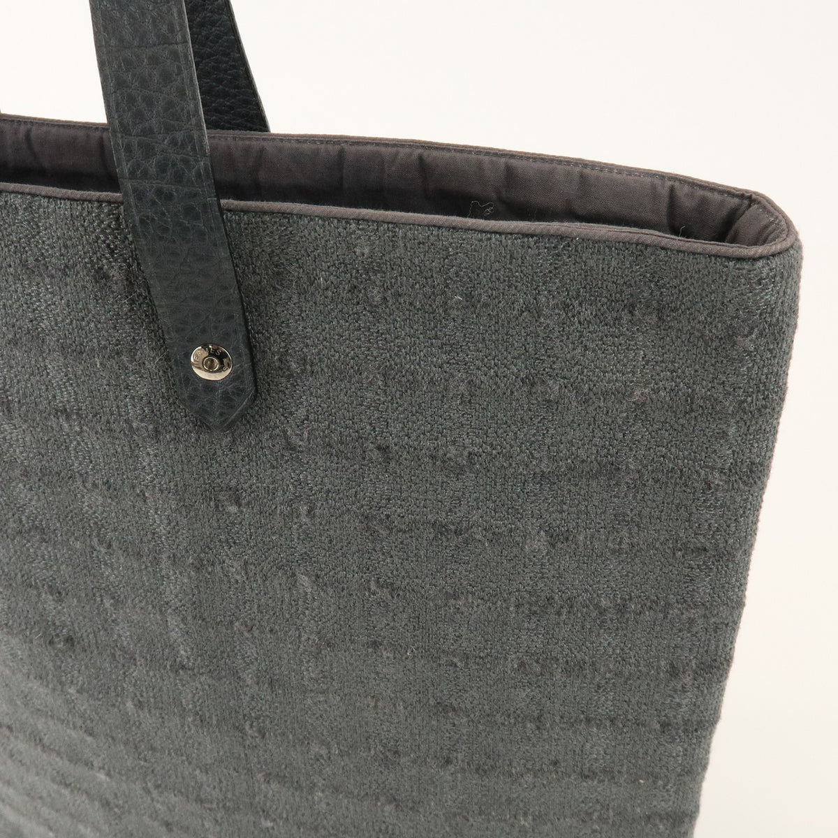 Hermes Ahmedabad Woven Leather and Canvas, Gray, Canvas, Tote Bag