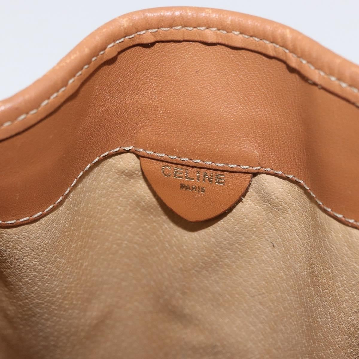 Celine Vintage Shoulder Bag Macadam Canvas & Leather, Brown, Canvas, Shoulder Bag